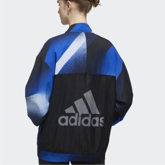 ADIDAS UNLEASH THE CONFIDENCE WOVEN JACKET TRACK TOP ROYAL BLUE & BLACK SIZE XS - Picture 4 of 16